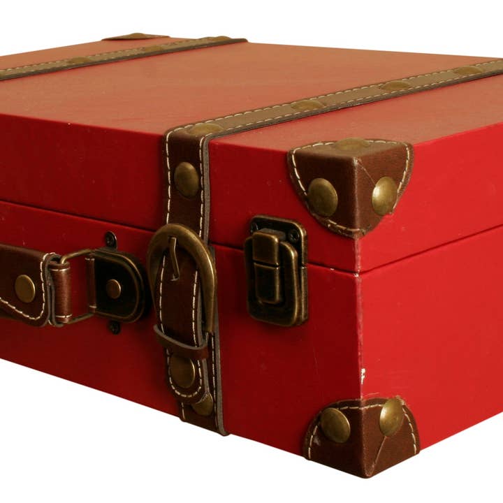 WALD IMPORTS - Wholesale Decorative Box - Red Faux Leather Suitcase1