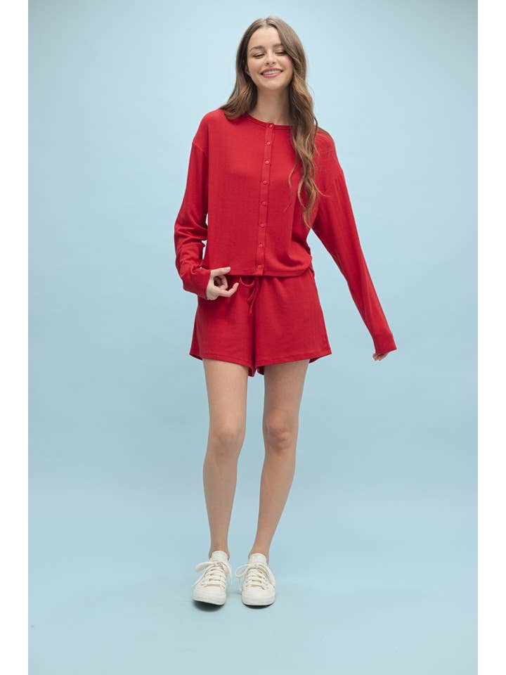 Wishlist Apparel - Wholesale Knit Top - Women's - POINTELLE BUTTON-UP CARDIGAN TOP / WL25-10450