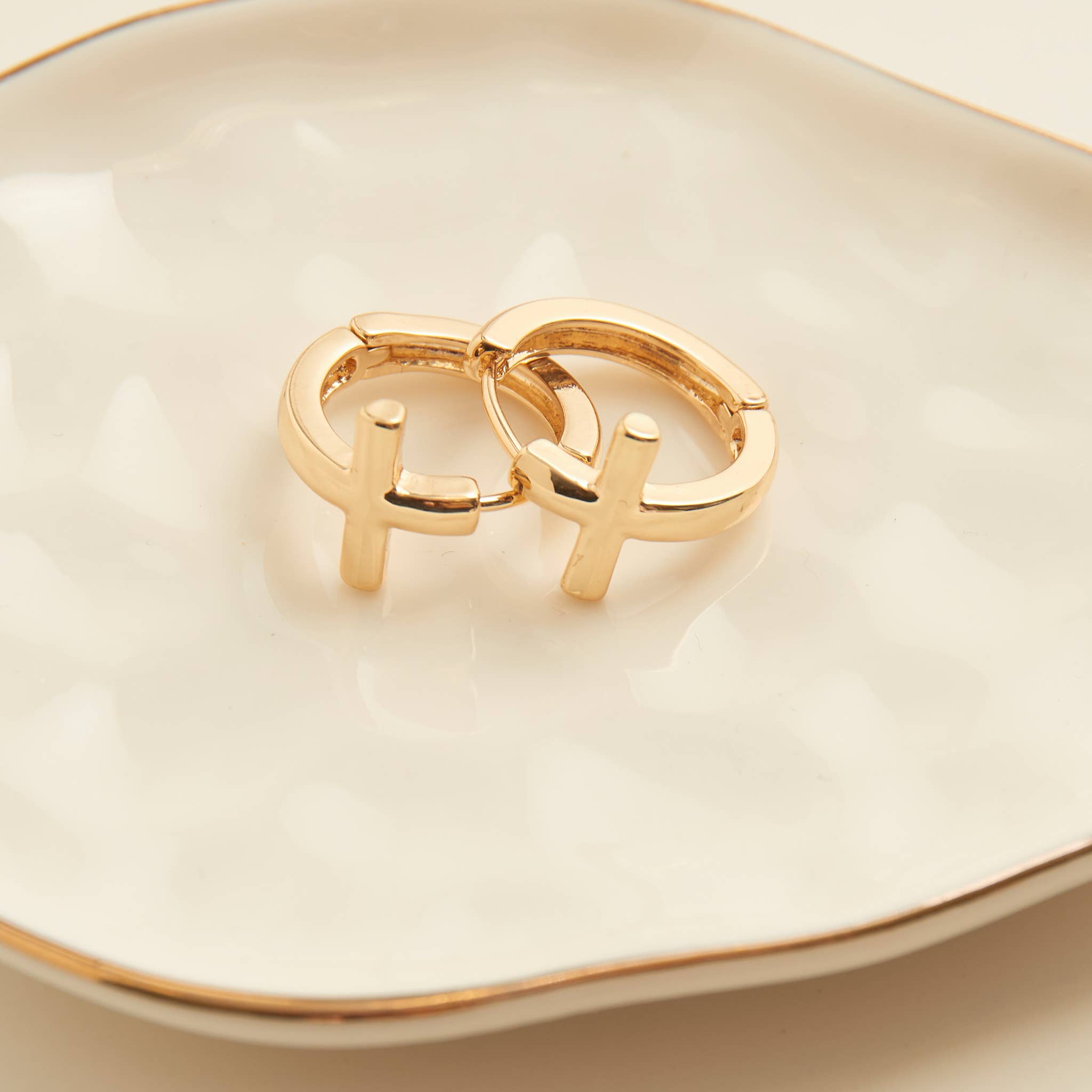 Howard's - Wholesale Hoop Earrings - Cera Inspirational Cross Hoop Earrings