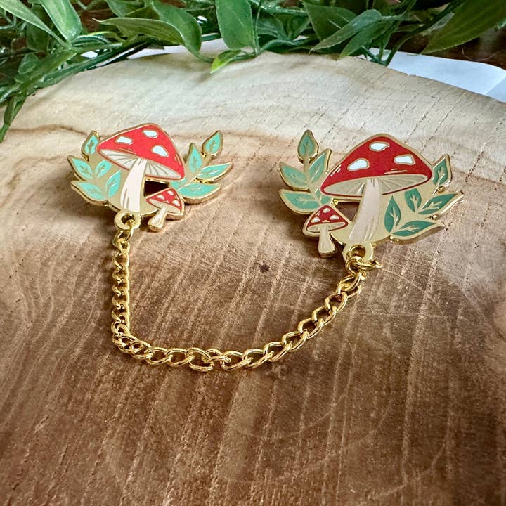 Magic&Books - Wholesale Choker/Collar - Mushrooms Enamel Collar Pin2
