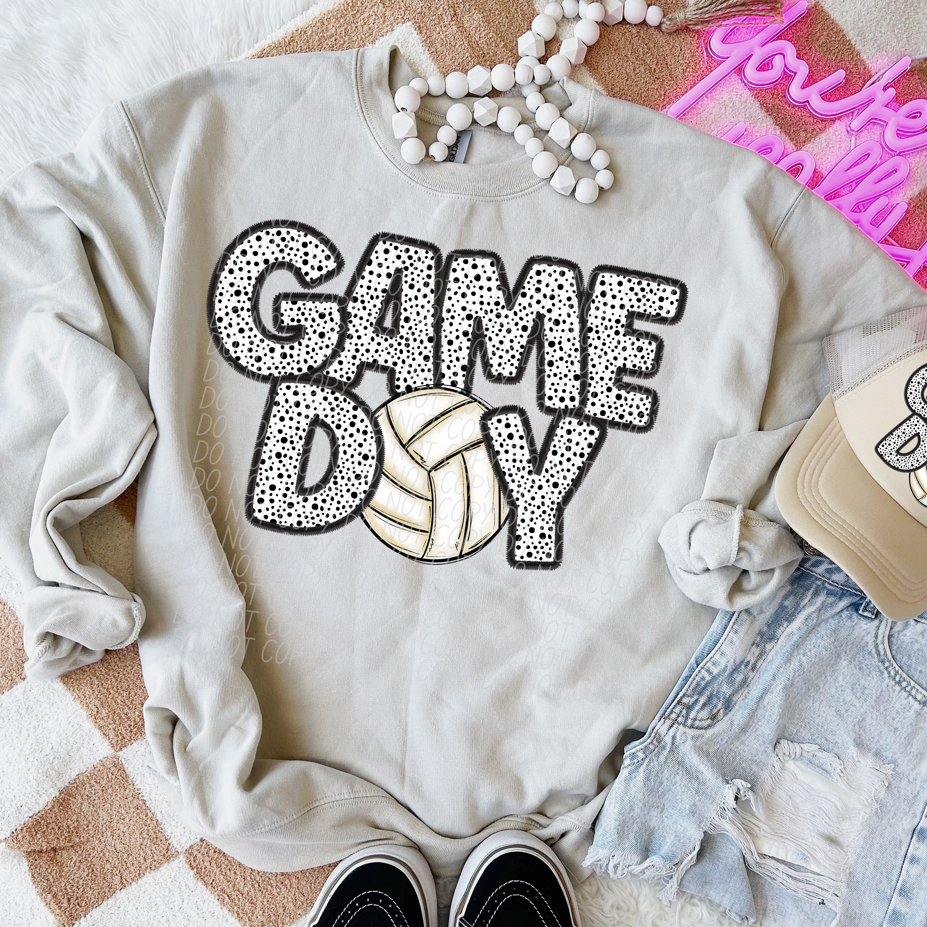 K and M Designs - Wholesale Sublimation Transfer - Game Day Volleyball Dots DTF Transfer0