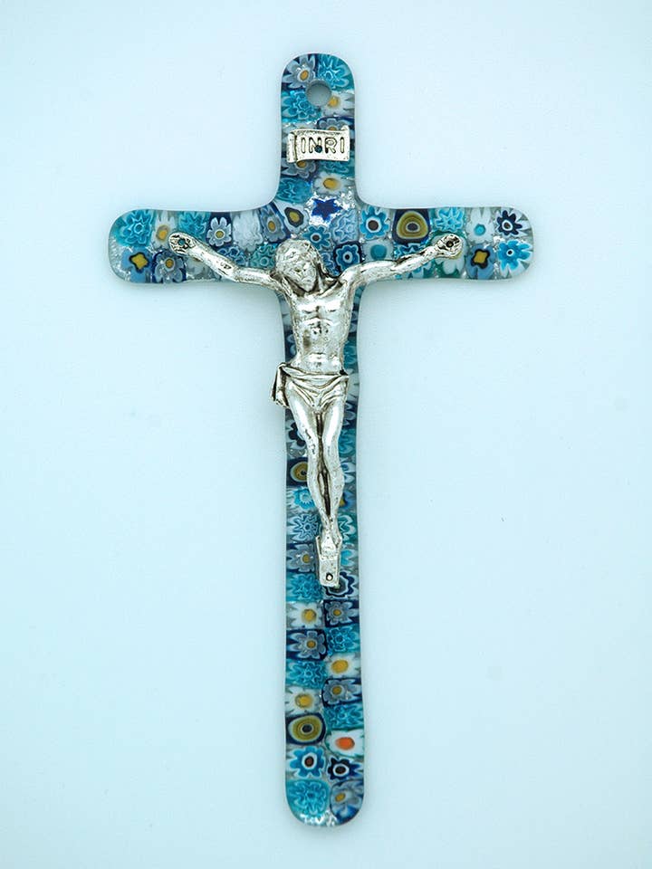 IG1486B- Italian Murano Glass Crucifix for wholesale by Contreras Designs
