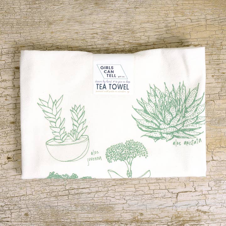 Succulents Tea Towel | kitchen | flour sack | dish towels for wholesale by Girls Can Tell