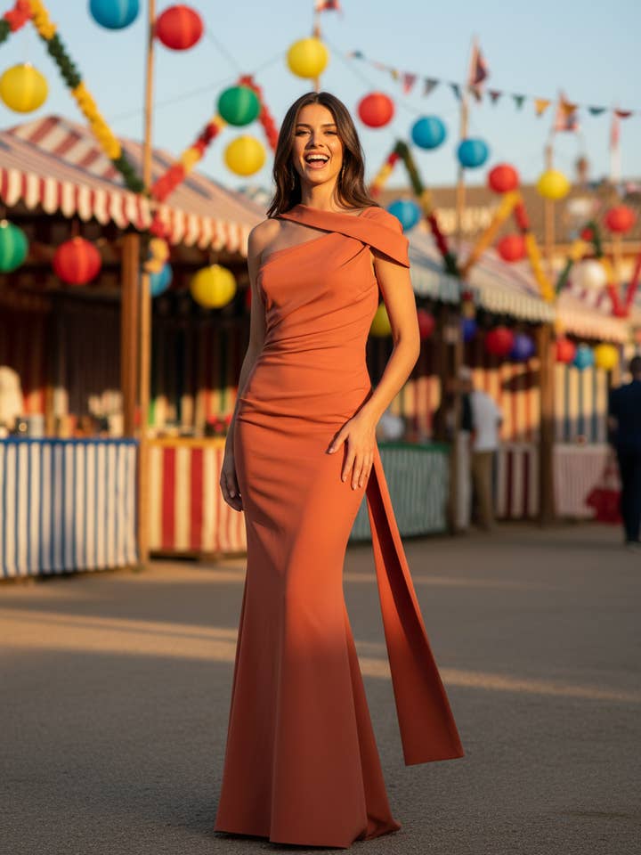 LONG SALMON PINK DRESS 25097 for wholesale by EMMA WU DESIGN