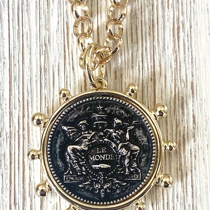 VB&CO Designs Handmade Jewelry - Wholesale Pendant/Charm Necklace - Simple French coin necklace rolo chain5