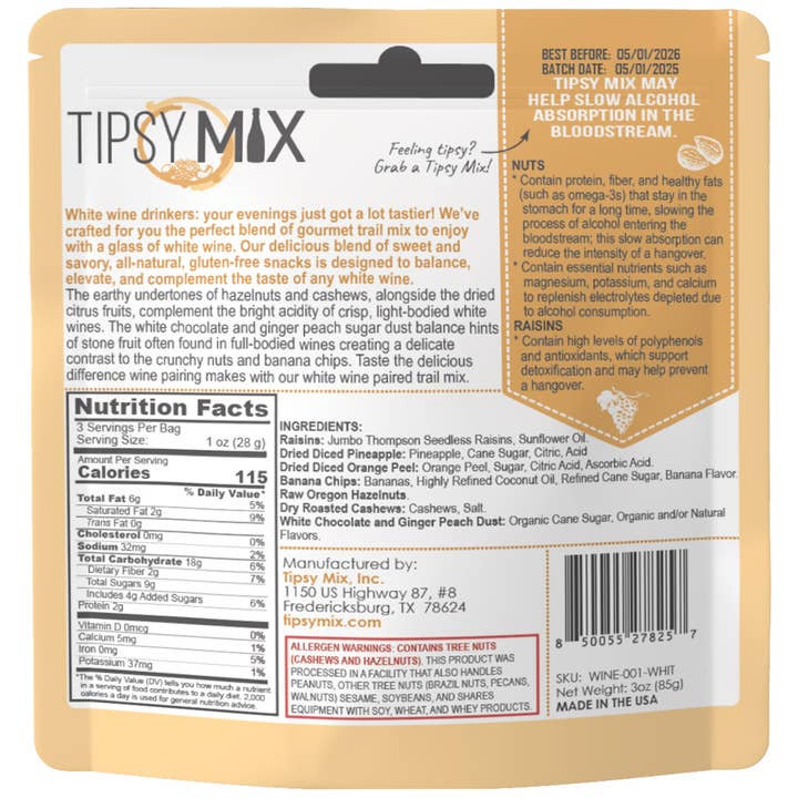 Tipsy Mix - Wholesale Trail Mix - NEW 02. Wine-Paired Trail Mix - White Wines