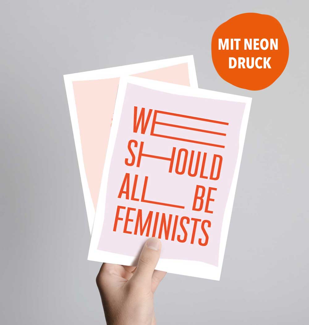 Fritzante - Wholesale Postcard - Postcard with neon print We all should be feminists0