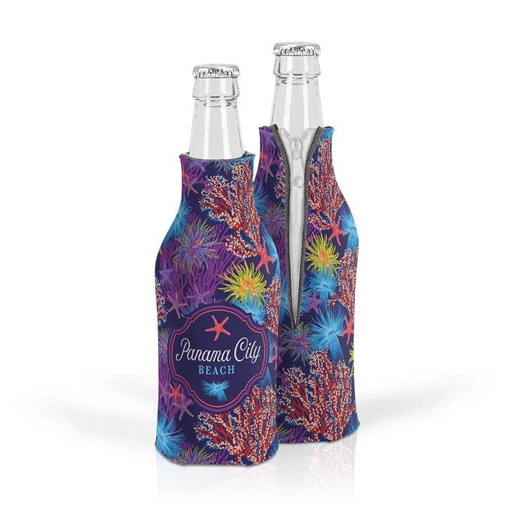 Customizable Scuba Foam Zippered Bottle: Vibrant Coral for wholesale by Matrix