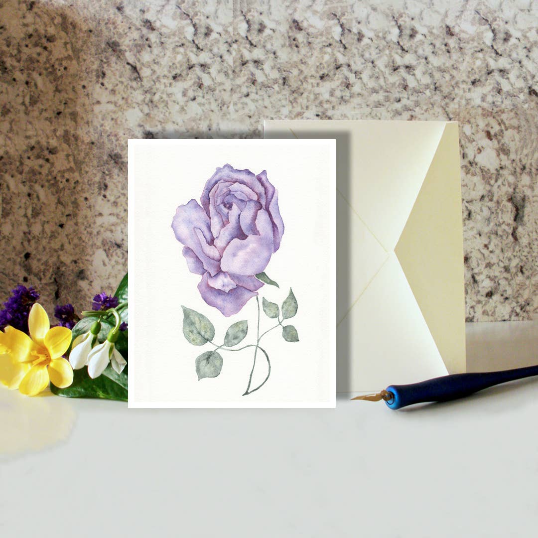 Fine Art For Small Spaces - Wholesale Everyday Greeting Card - Lavender Rose Floral Art Greeting Card1