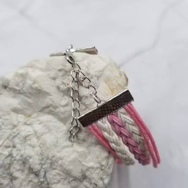 The Pretty Jewellery - Wholesale Charm/Dangle Bracelet - Mother's Day Woven Leather Mom With Heart Bracelet