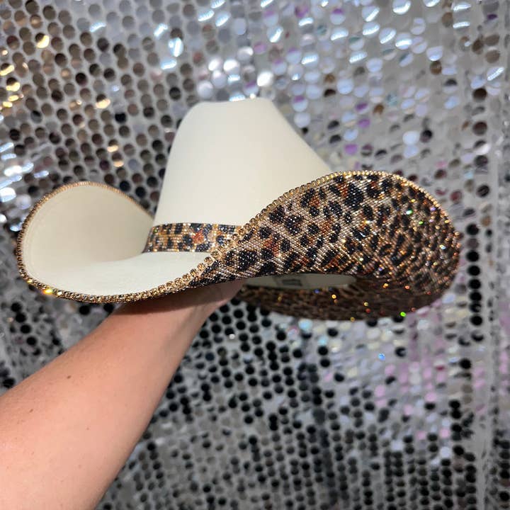 Rhinestone Cowgirl - Wholesale Cowboy Hat - Women's - Sand & Leopard Hat (Square Style)