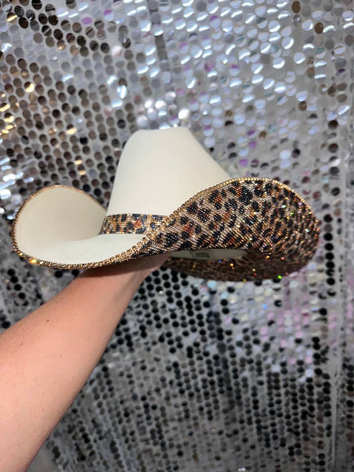 Sand & Leopard Hat (Square Style) for wholesale by Rhinestone Cowgirl