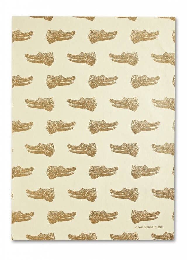 MIDORI Inc. - Wholesale Flat Wrap - Crocodiles - White/Gold1