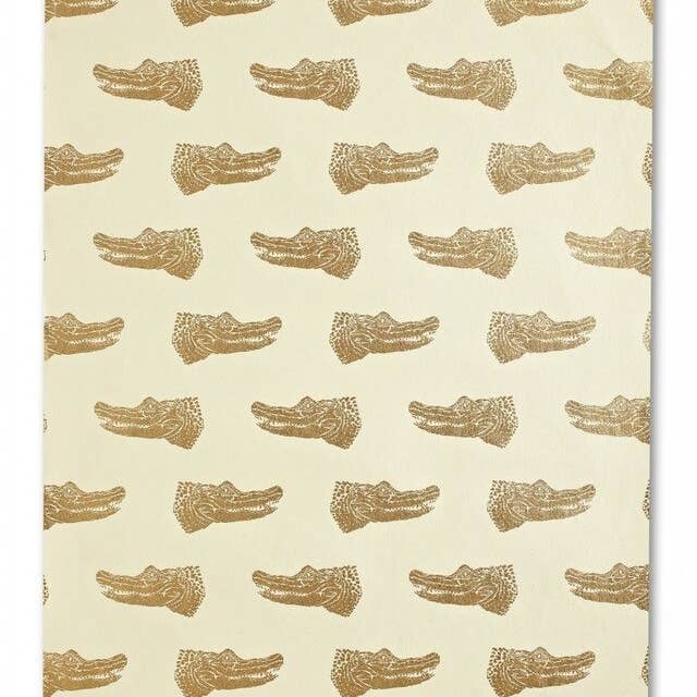 MIDORI Inc. - Wholesale Flat Wrap - Crocodiles - White/Gold1