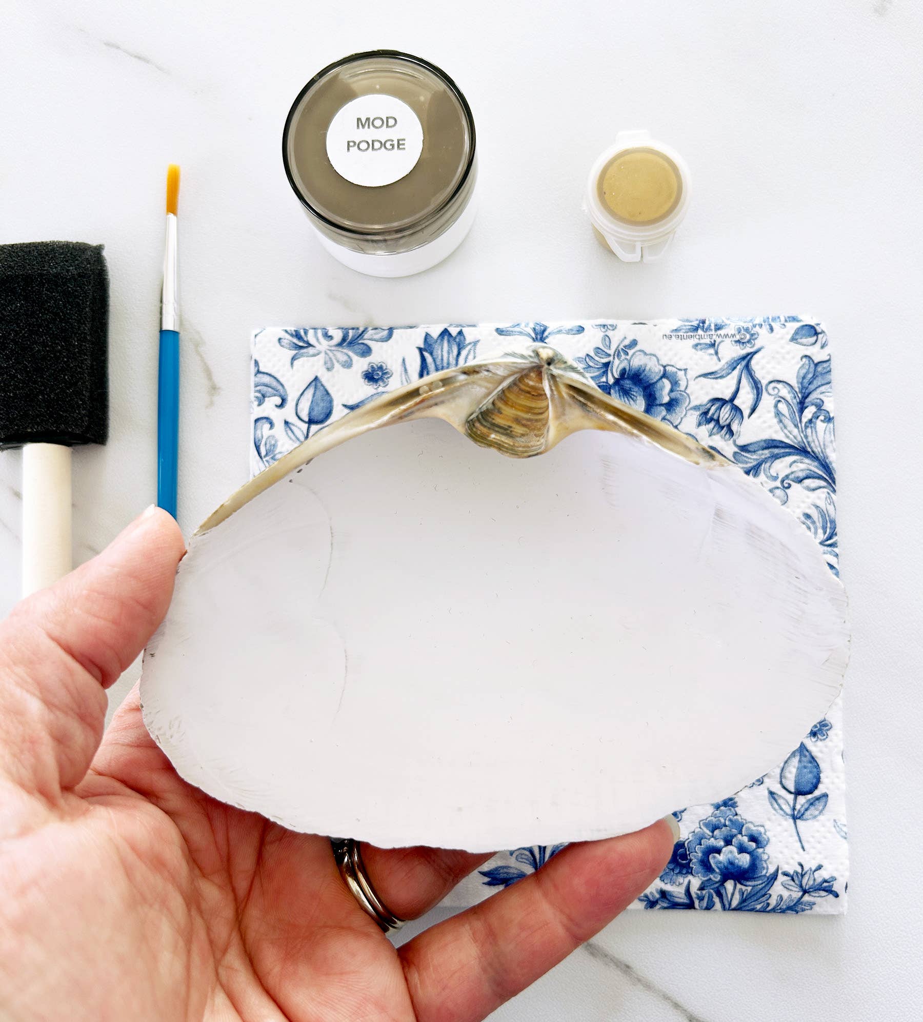 Adori Designs - Wholesale DIY Craft Kit - DIY Clam Shell Shades of Blue Mini Decoupage Kit 2
