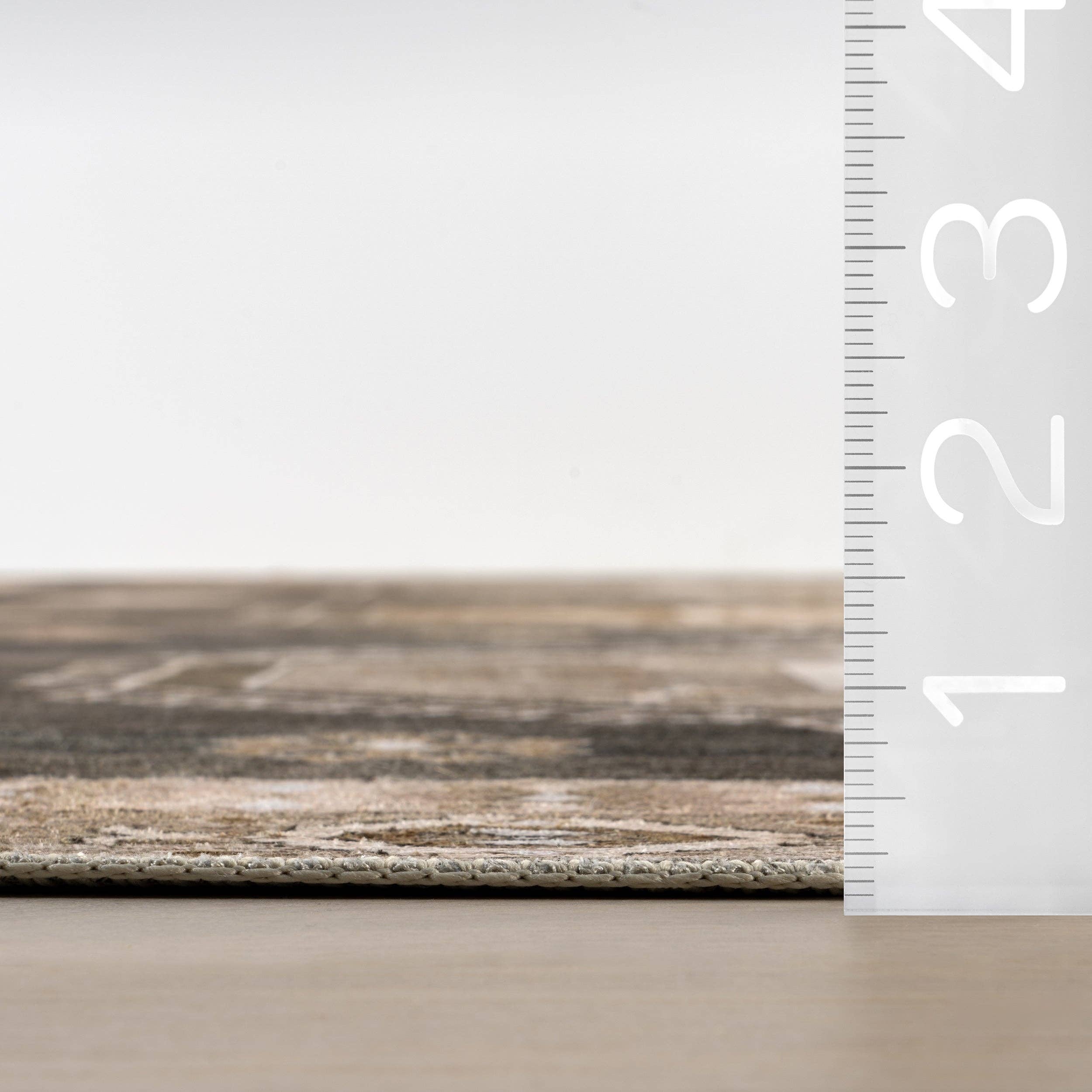 Dark Brown Anette SplashGuard Vintage Medallion Machine Washable Area Rug for wholesale on Faire1