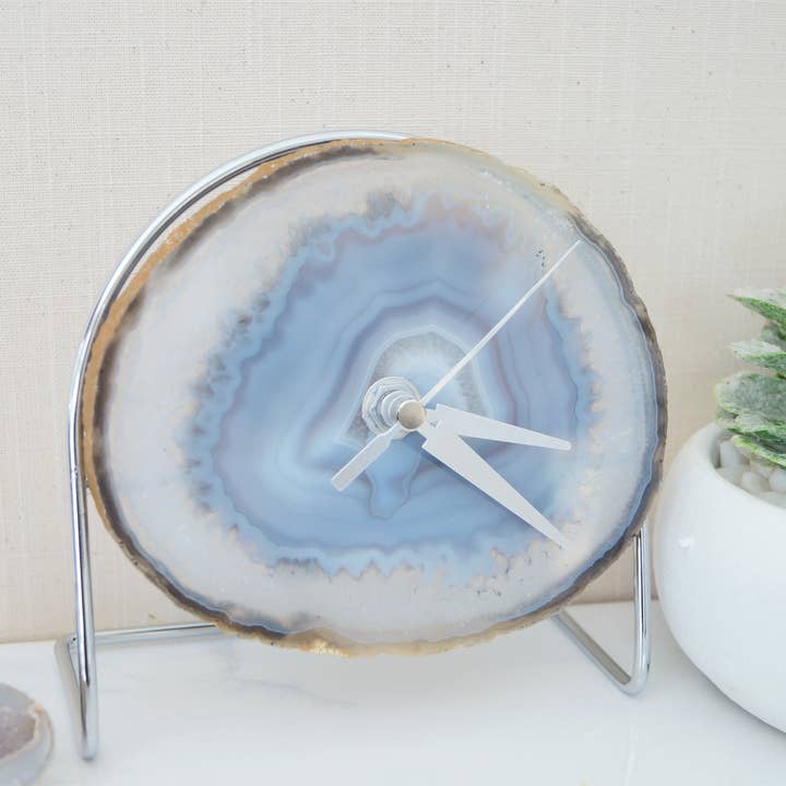 The Crushed Crystal - Wholesale Desk Clock - Wholesale Starter set 9 Grey / White Agate Desk Clocks1