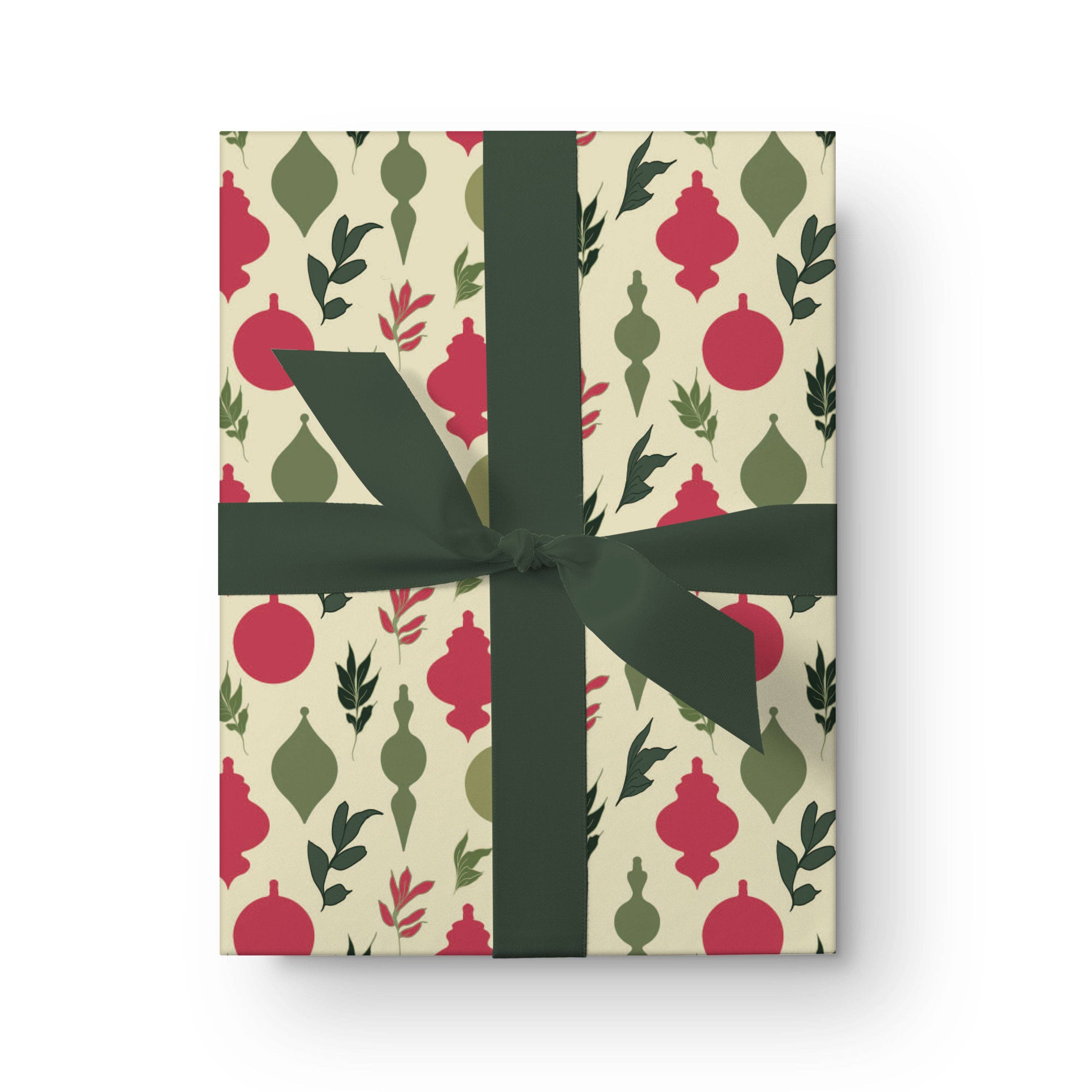 Kartoti Designs - Wholesale Wrapping Paper Roll - Light Christmas Ornaments Wrapping Paper