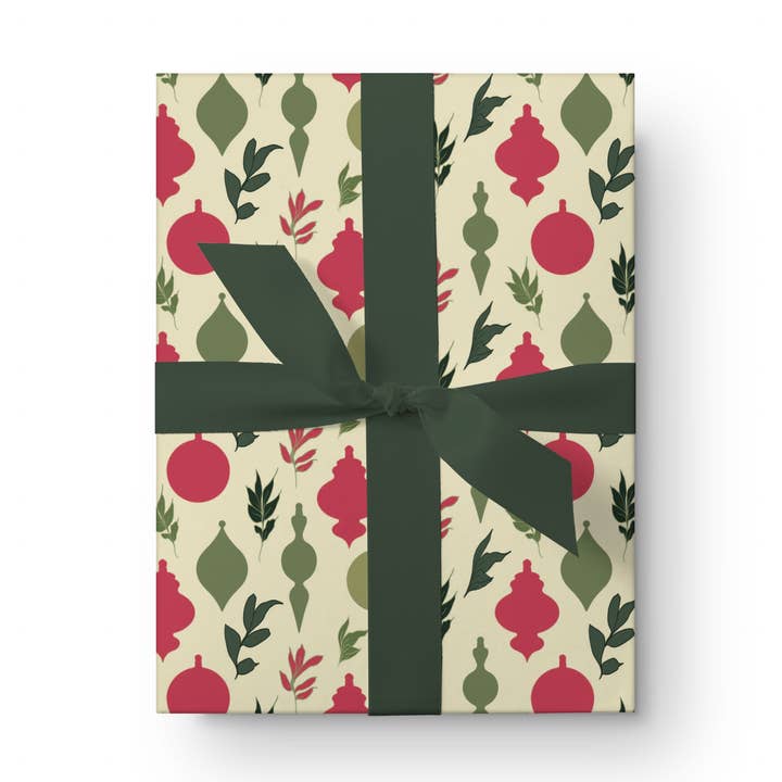 Light Christmas Ornaments Wrapping Paper for wholesale by Kartoti Designs