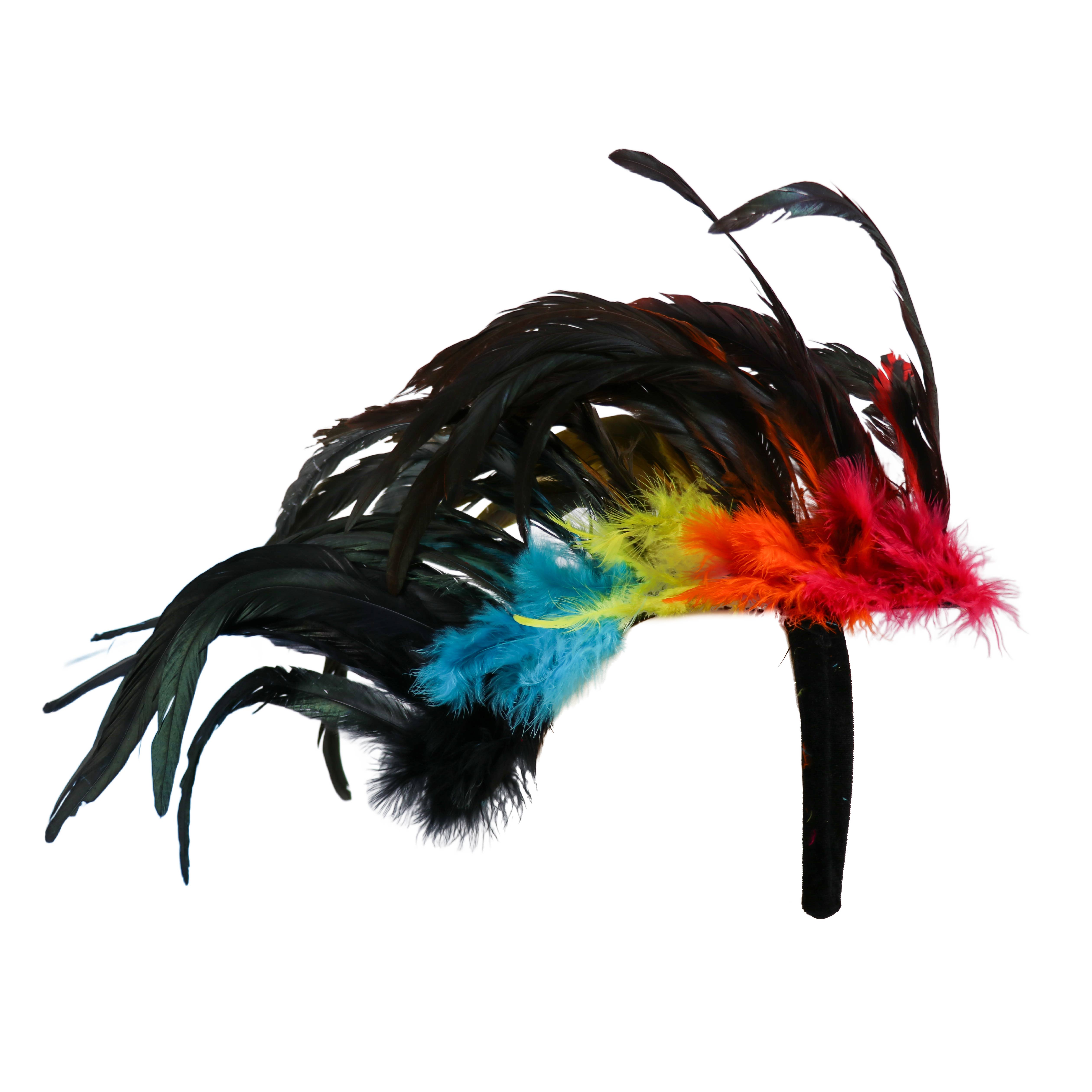 Western Fashion - Wholesale Costume - Women's - 63005-BLACK FEATHER MOHAWK HEADPIECE4