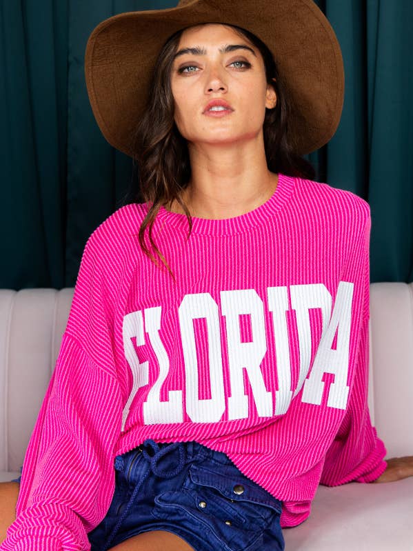 BUCKETLIST INC - Wholesale Graphic Sweatshirt - Women's - T1770B 'Florida' Comfy Oversize Graphic Sweatshirt, Gameday30