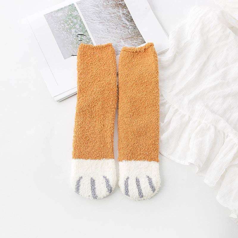 Gohobi （We cover U.S. import duties） – wholesale Socks – Women's – Gohobi Cat Paw Coral Fleece Socks3