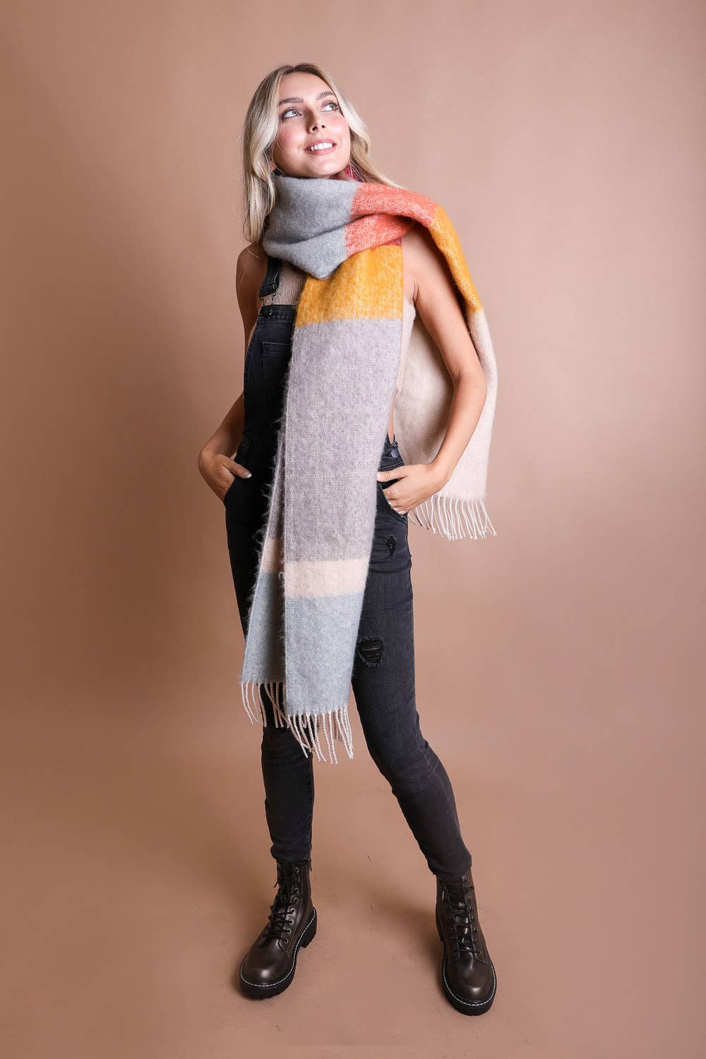 Leto Accessories - Wholesale Scarf - Women's - Winter Color Block Faux Mohair Scarf 6