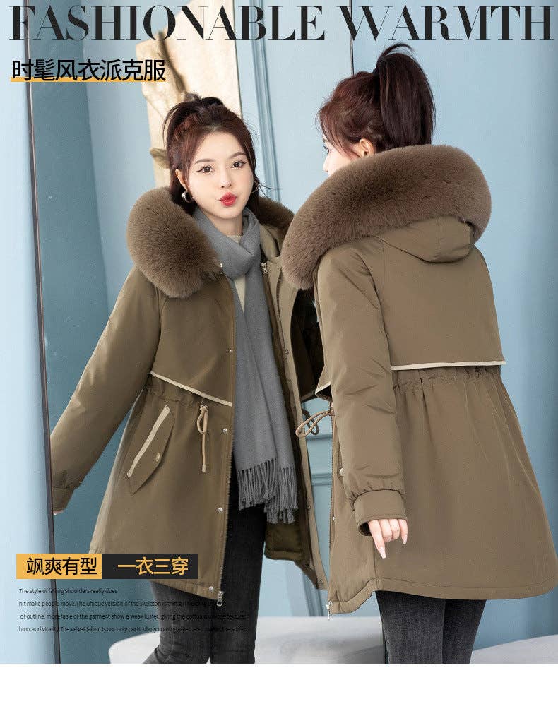Marayn - Wholesale Parka - Women's - Chic 2025 Detachable Liner MidLength Winter Parka2