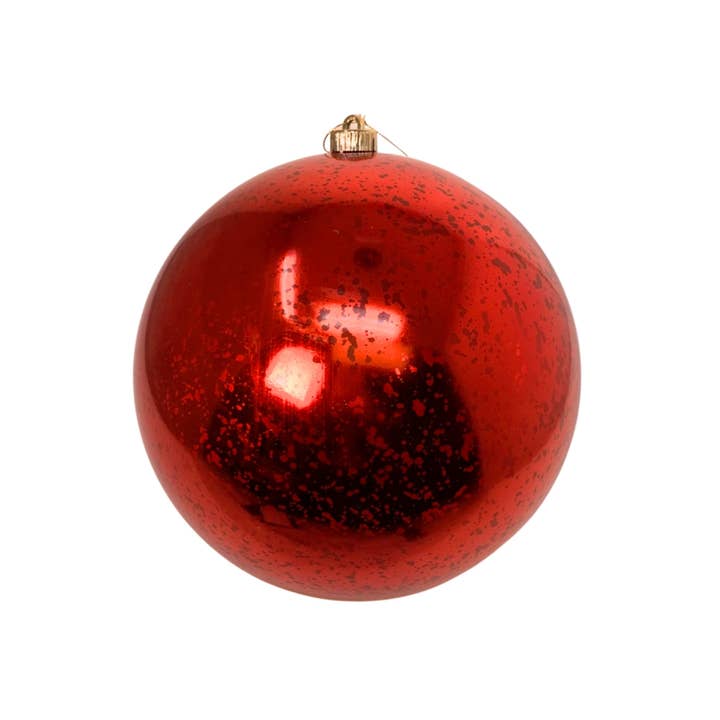 David Christopher's Collection - Wholesale Christmas Decoration - Plastic Mercury Shiny Ball Christmas Ornament 12" Red