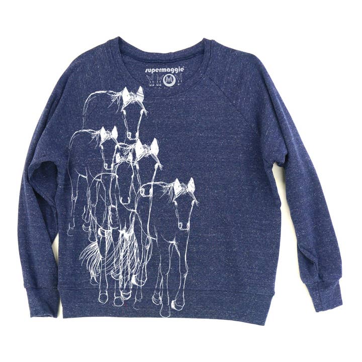 Supermaggie @ Faire - Wholesale Graphic Sweatshirt - Women's - Horses Pia Tri Blend Pullover1