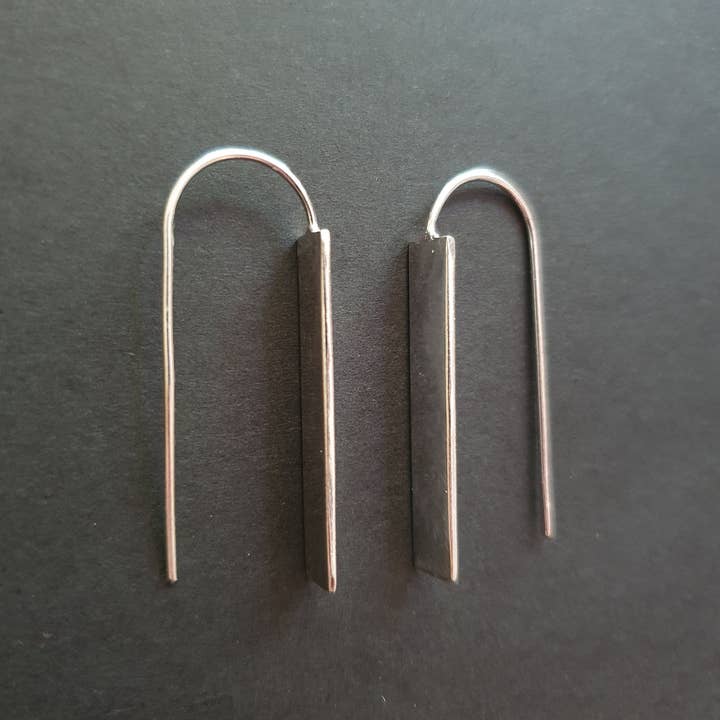 Kaali Boutique – wholesale Dangle earrings – Minimalist Geometric Bar Silver Pendant Drop Earrings / Chic Ethnic Boho Classic Bohemian Chic Gypsy Spiral Hippie Festival Tribal style3