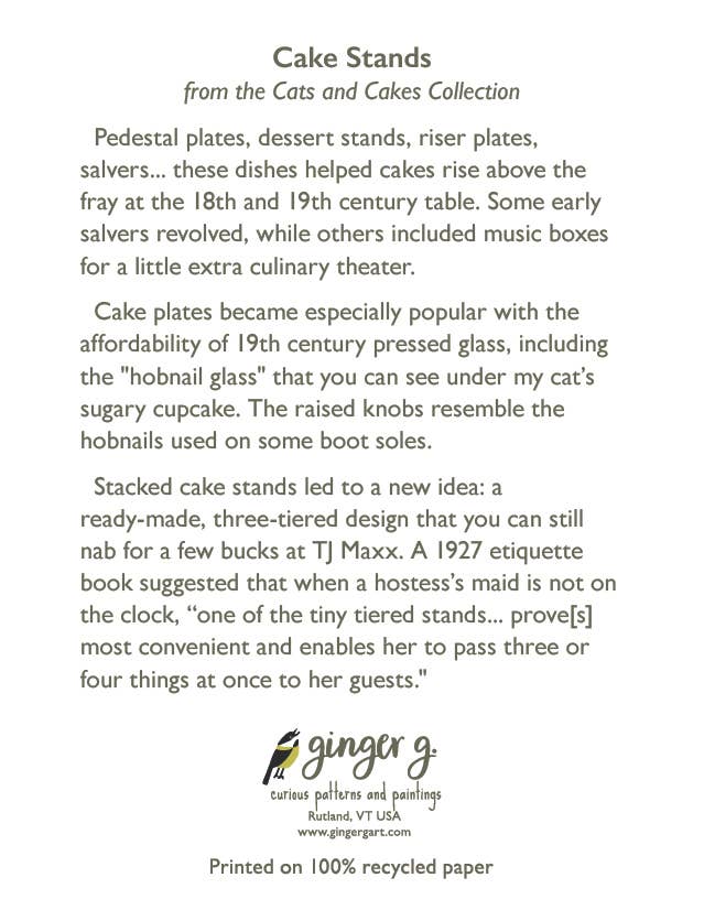 Ginger G. Art - Wholesale Birthday Card - Cake Stands - Cats and Cakes A2 Blank Greeting Card2