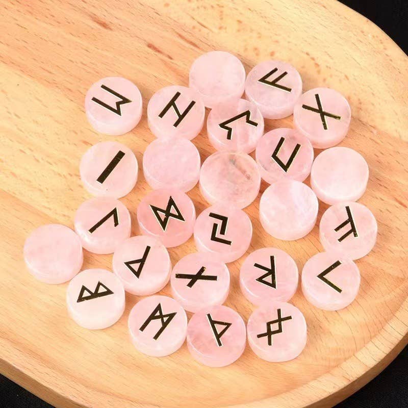 Gemcohub – wholesale Spiritual stone/crystal – Runes Natural Crystal Agate Rune Letter Disc Set Germanic0