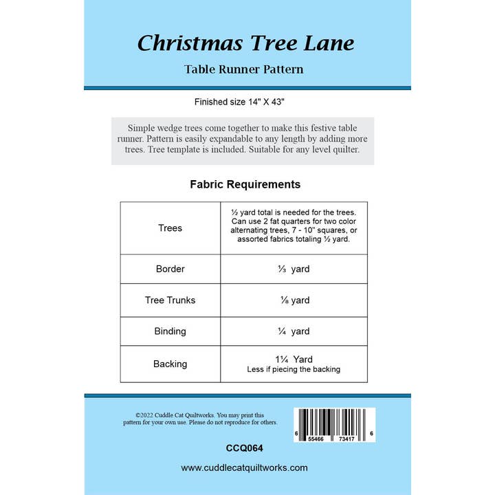 CUDDLE CAT QUILTWORKS - Wholesale Craft Sewing Kit - Christmas Tree Lane Table Runner Pattern5