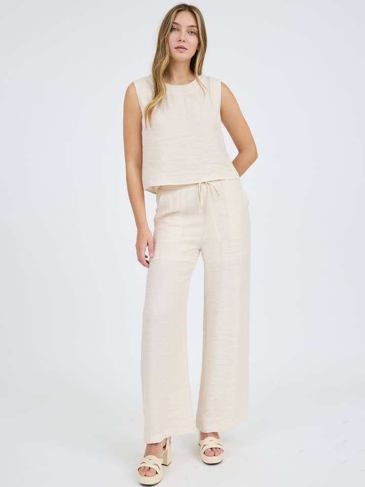 Blu Pepper - Wholesale Pants - Women's - HIGH WAIST DRAWSTRING WIDE LEG LOUNGE PANTS (PRE-ORDER)