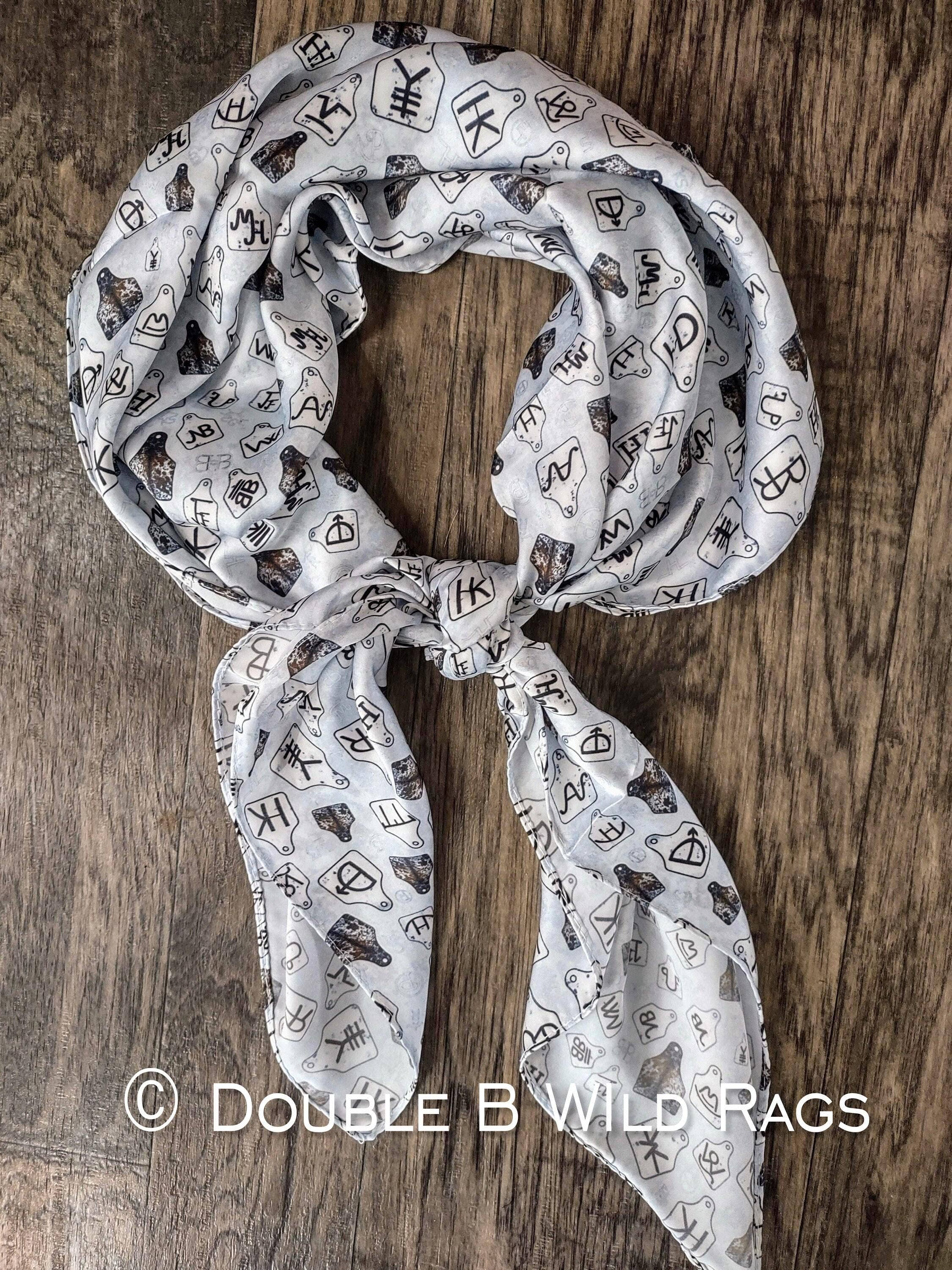 Double B Wild Rags - Wholesale Scarf – Women's - Wild Rag Black and Gray Cattle Tags and Livestock Brands Western Cowboy Neck Scarf Bandana by Double B Wild Rags2