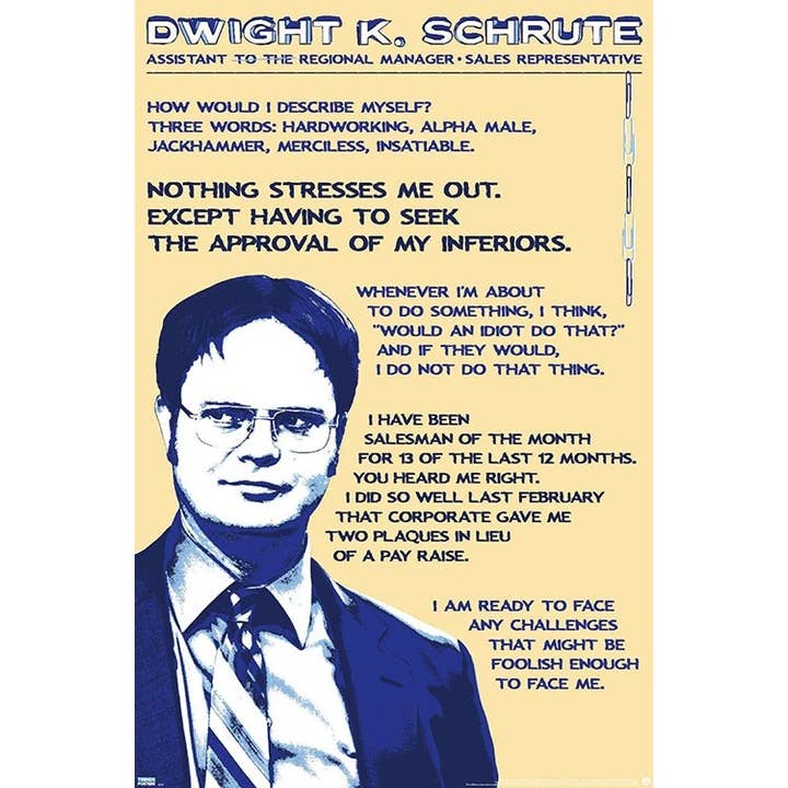 Scorpio Posters - Wholesale Poster - The Office - Dwight Schrute Quotes Poster - 22.375" x 34"