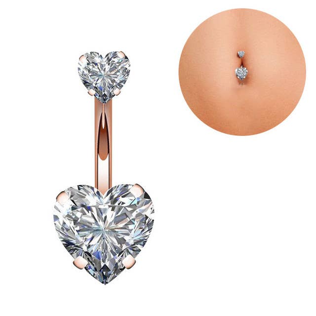Gemscape UK - Wholesale Belly Ring - Heart shaped Belly Button - Two Stone Design0