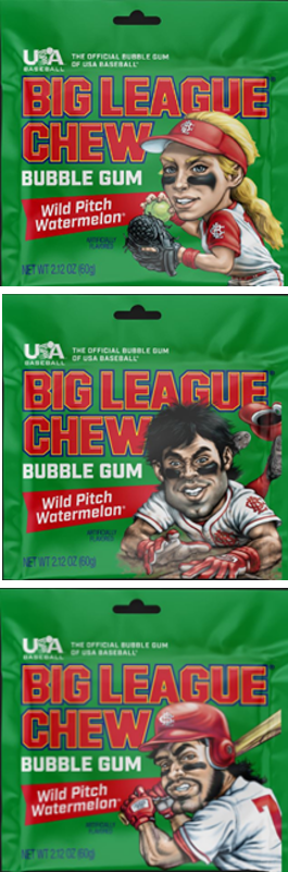 Grandpa Joe's Candy Shop – wholesale Chewing gum – Big League Chew Wild Pitch Watermelon Gum, 12ct Pouches2