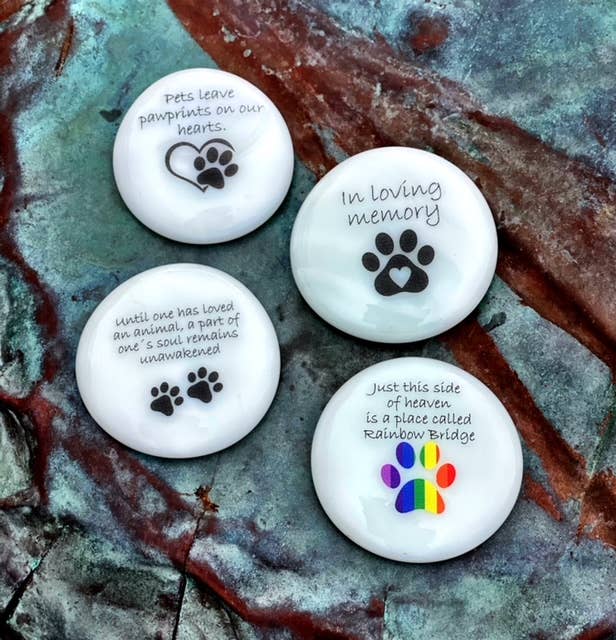 SHOPGIVECOURAGE - Wholesale Spiritual Stone/Crystal - Grief & Pet Grief Imprinted Glass Stones(40)Display Optional2