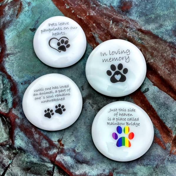 Pet Grief Memorial com Pedras de Palavra de Vidro Impressas por atacado de SHOPGIVECOURAGE