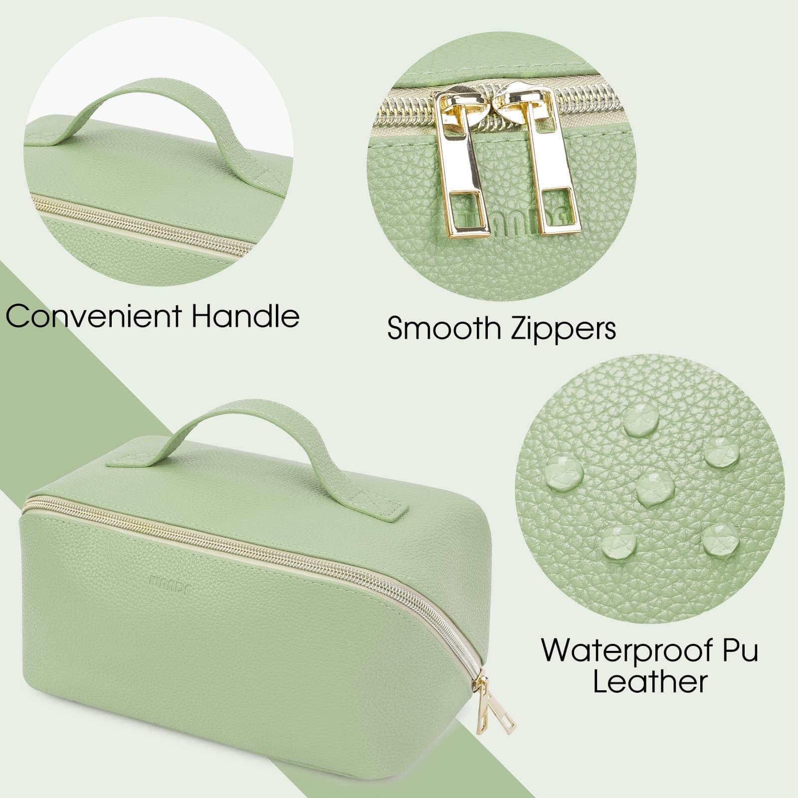 wandf - Venta al por mayor Bolsa para maquillaje - Bolsa de maquillaje de cuero vegano plana abierta, bolsa cosmética con cremallera30