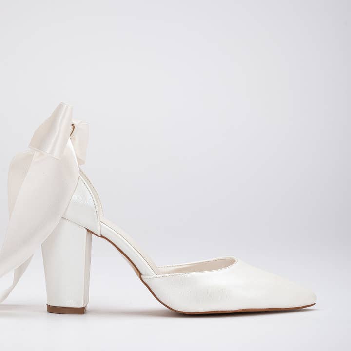 Gisele - Ivory Wedding Heels with Ribbon for wholesale on Faire