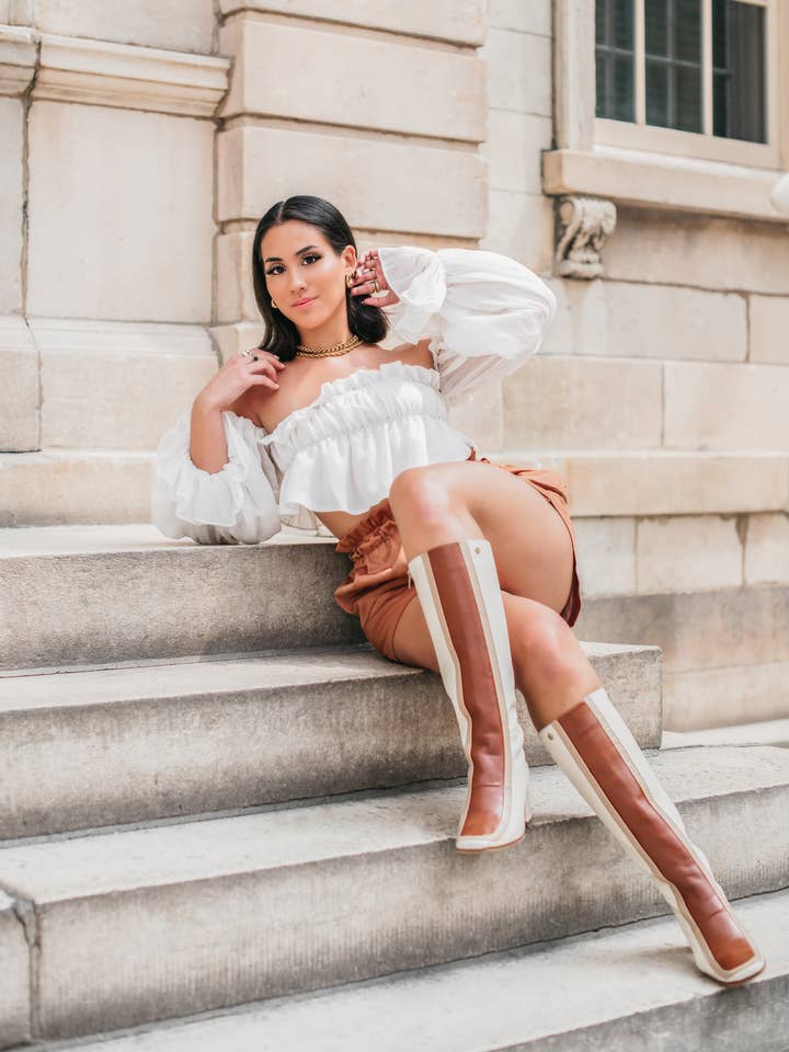 Revival knee high boots ivory leather women's shoes for wholesale on Faire3