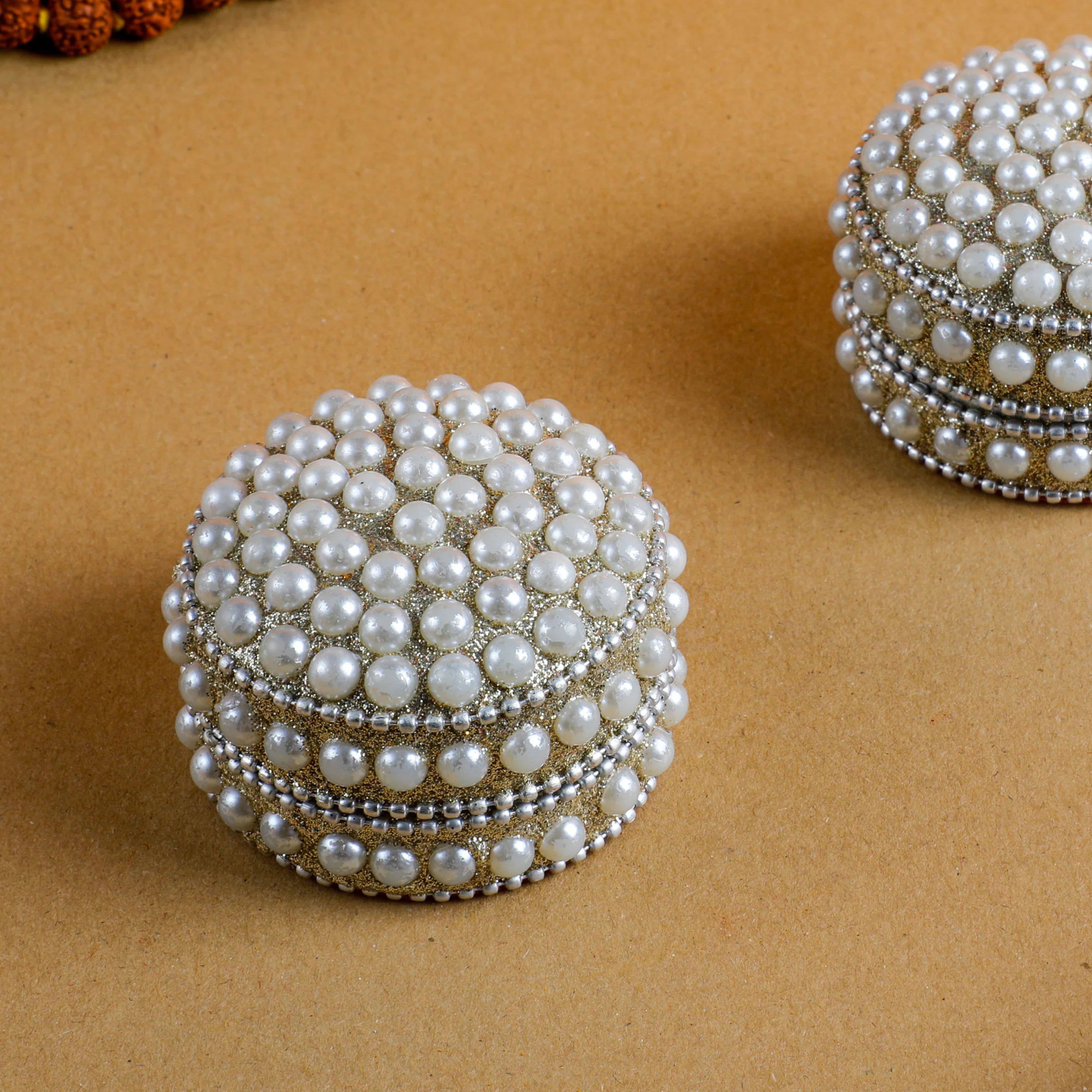 Magnifique Hearts - Wholesale Jewelry Box/Organizer - Handmade Pearl Trinket Boxes – 2 Sizes, Round Gift Boxes2