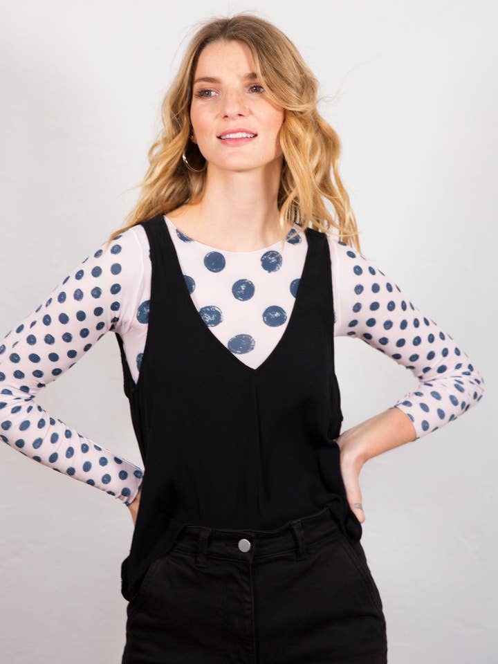 AMB Designs - Wholesale Knit Top - Women's - Grunge Polka Dot Raw Edge Second Skin Top2