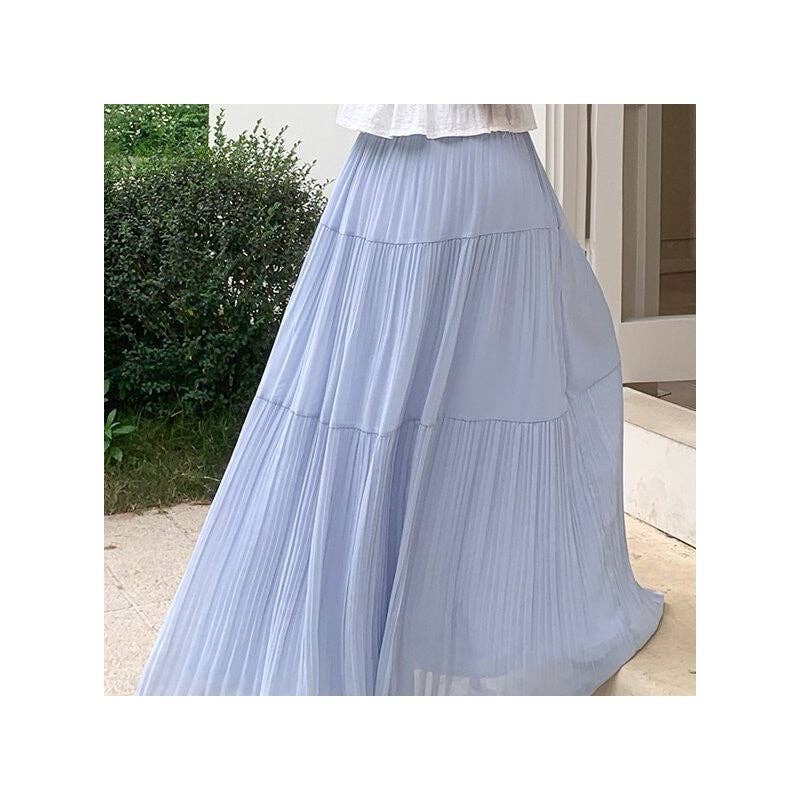 Sheer Trend - Wholesale Skirt - Women's - Tall High Waist A-Line Pleated Skirt4