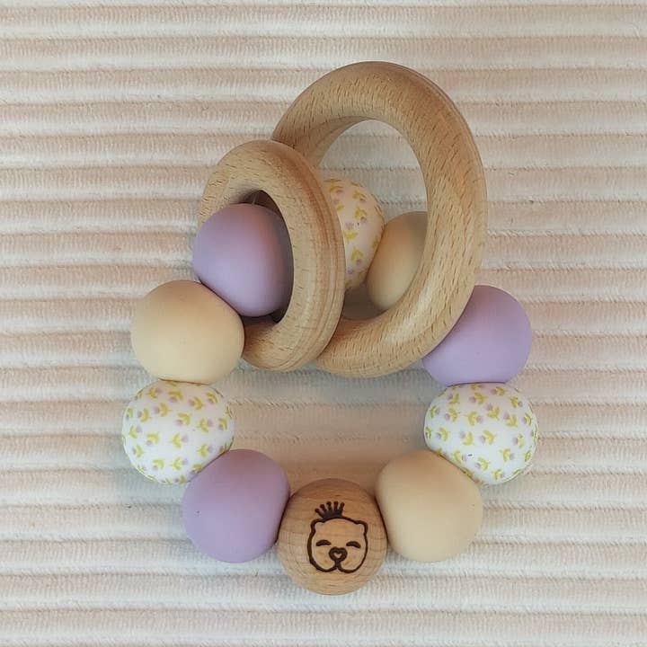 Exclusive Tulip Cream-Lavender teether for wholesale by Little Baby Musthaves