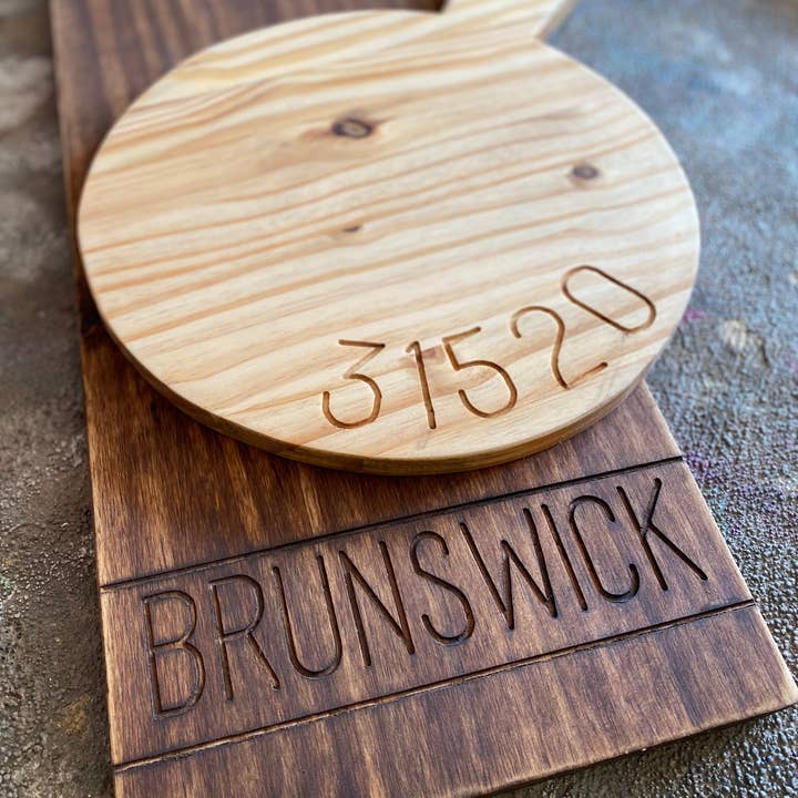 Custom Engraved Wooden Circle Paddle, Cheese Board, 23" for wholesale by Grace Graffiti