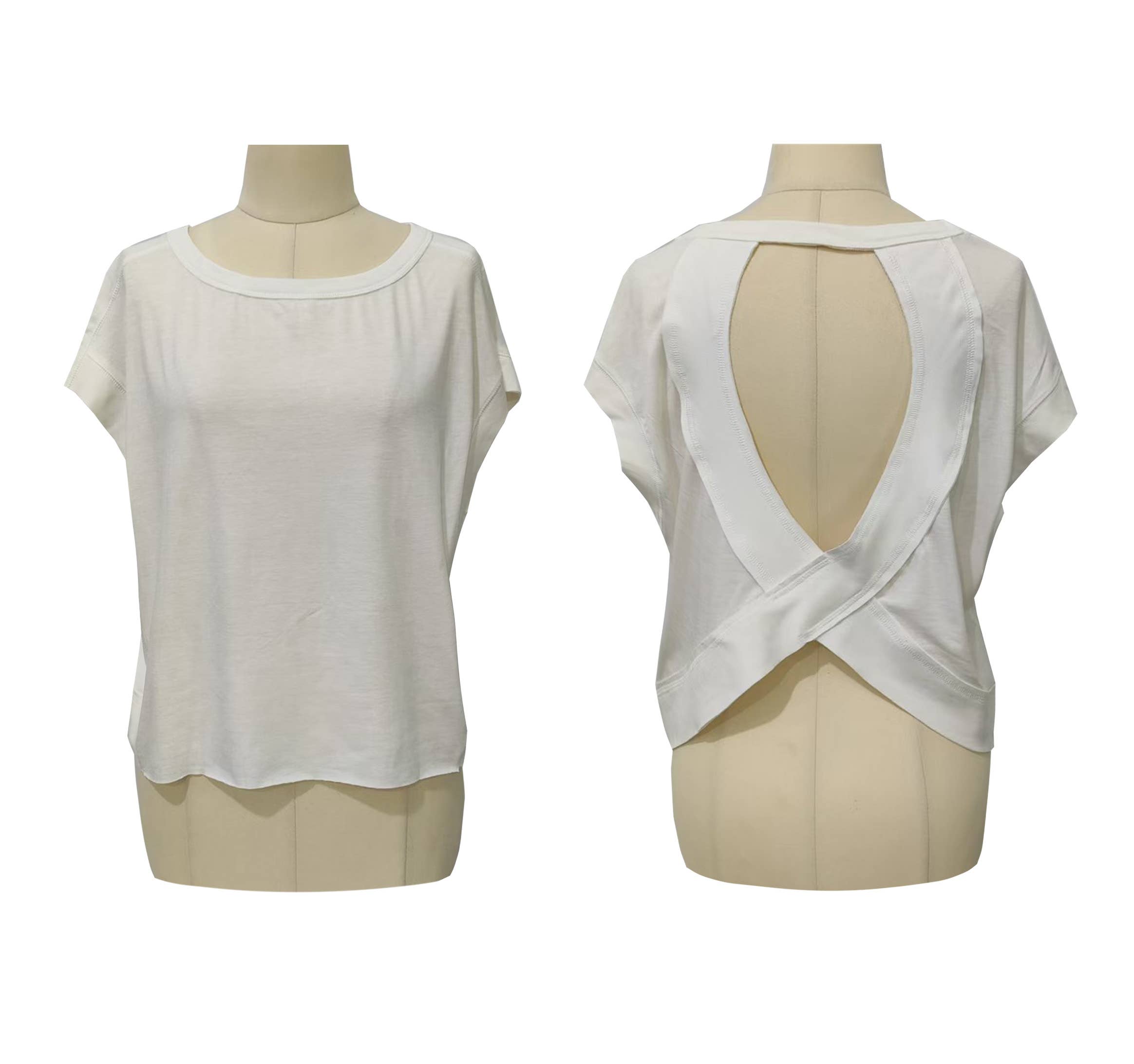 HIDDENBRAND - Wholesale T-Shirt - Women's - Slouchy wrapped cutout back workout short sleeve Tee10